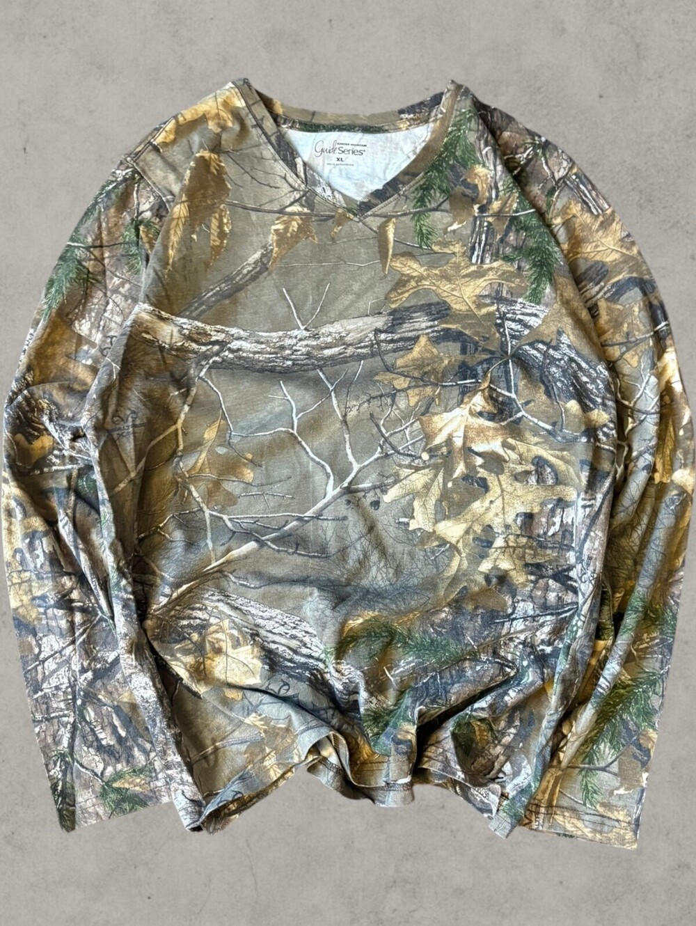 Y2K N-Neck Realtree Camoflauge Longsleeve TShirt Mens XL Granola Gorpcore Trail